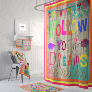 Follow Your Dreams Shower Curtain, Vibrant Boho Vibe