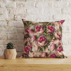Peony Floral Pattern Throw Pillow