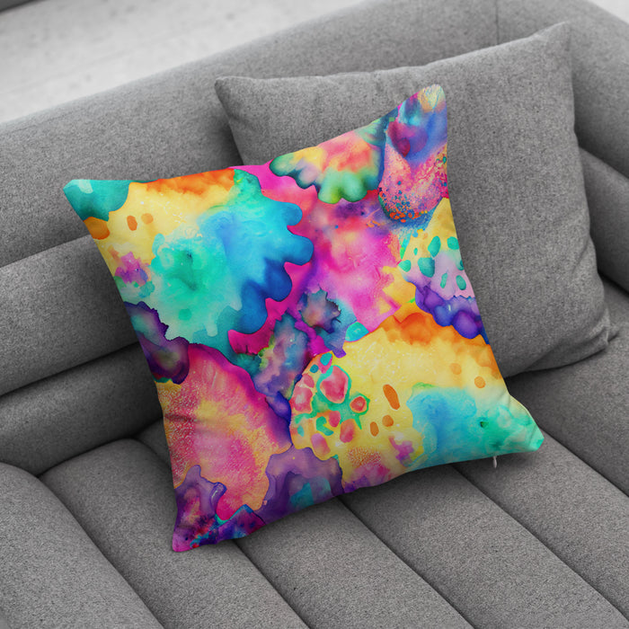 Colorful Watercolor Abstract Throw Pillow