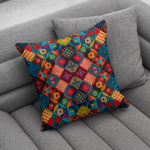 Floral Patchwork Pattern Throw Pillow