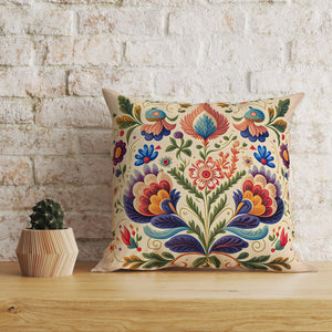 Tole Floral Pattern Throw Pillow