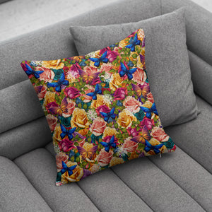 Butterfly Floral Pattern Throw Pillow