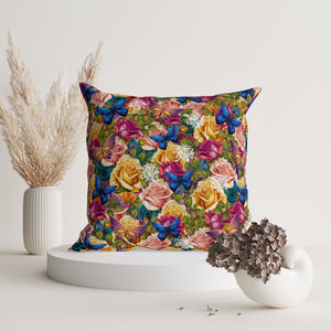 Butterfly Floral Pattern Throw Pillow