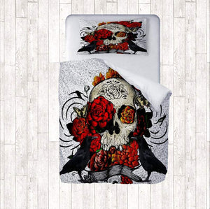 Crows and Roses Gothic Skull Bedding