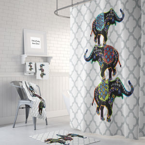 The Triple Elephant Stack Shower Curtain