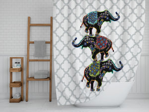 The Triple Elephant Stack Shower Curtain
