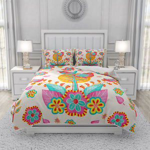 Folk Art Bedding, Colorful Birds, Duvet Cover or Comforter Set