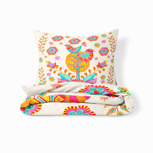 Folk Art Bedding, Colorful Birds, Duvet Cover or Comforter Set