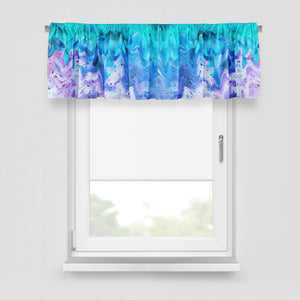 Dripping Paint Window Treatments, Teal and Purple Abstract Window Curtains, Window Valance