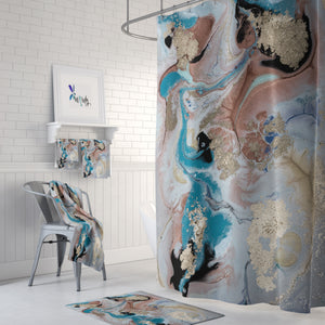 Gold Dust Marbled Shower Curtain Optional Towels Mat