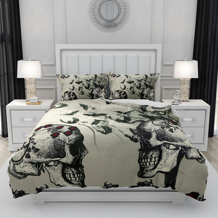 Bats and Roses Gothic Skull Bedding