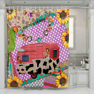 Retro Collage Shower Curtain, Bathroom Decor by FolkNFunky