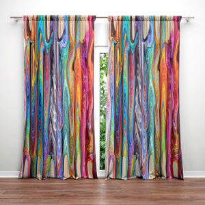 Boho Hippie Swirls Window Curtains