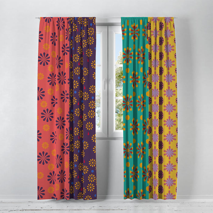 Hippie Vibe Floral Window Curtains