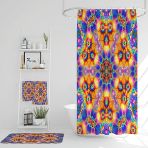 Hippie Fractal Shower Curtain Optional Towels and Bath Mat