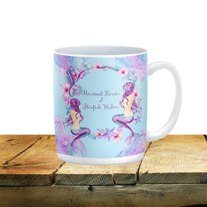 Mermaid Wishes and Starfish Kisses Mug 15 oz. Ceramic Coffee Cup