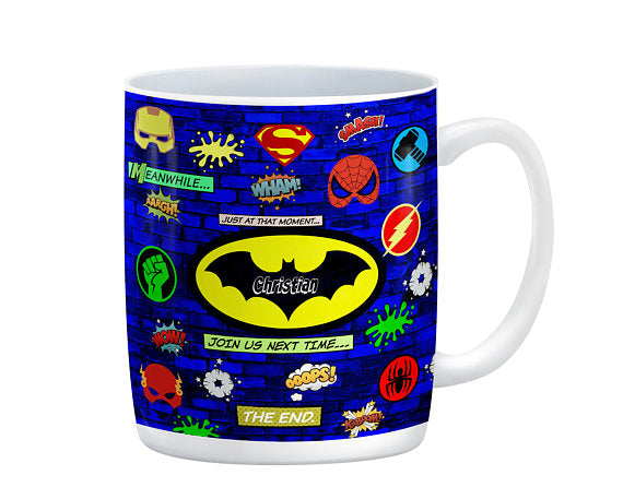 Personalized Super Hero Mug, 15 oz. Ceramic Coffee Cups