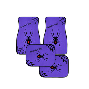 Personalized Monogram Purple Background Black Widow Spider Car Floor Mats