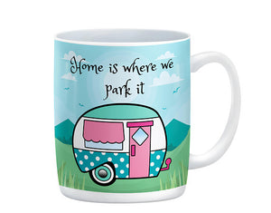 Retro Camper, Home Is Where We Park It Mug, 15 oz. Ceramic Coffee Cups