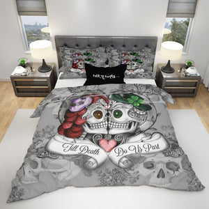 Til' Death Do Us Part Forevermore Skulls Comforter or Duvet Cover Bedroom Set