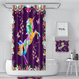 Funky Forest Boho Unicorn Shower Curtain, Bath Mat, Bath Towels Boho Bathroom Decor
