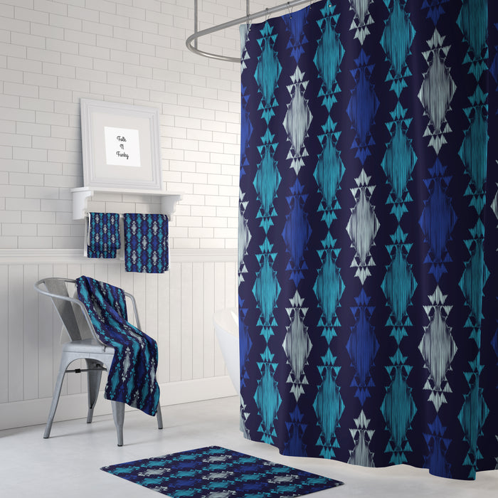Blue Indigo Boho Shower Curtain
