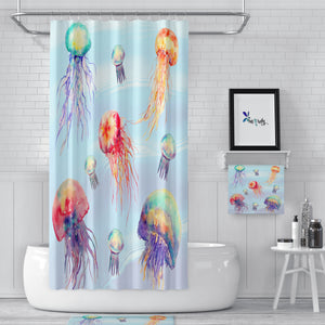  Jellyfish Shower Curtain Bathroom Set 