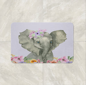 The Lavender Floral Elephant Bath Mat