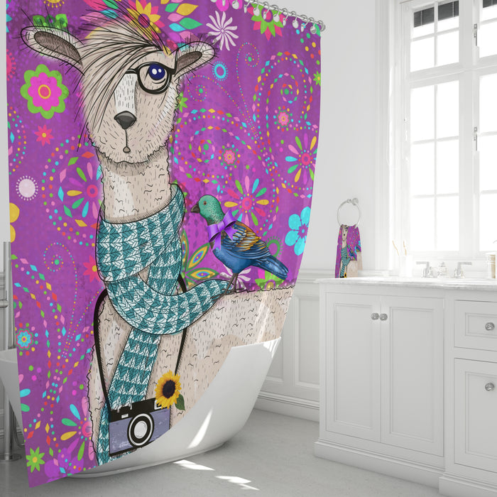 Purple Llama Shower Curtain