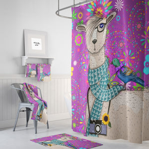 Purple Llama Shower Curtain