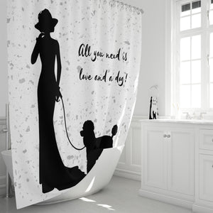 All You Need is Love and a Dog, Silhoutte Shower Curtain