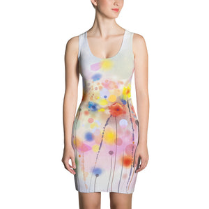 Poppy Field Body Con Floral Abstract Dress