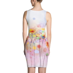 Poppy Field Body Con Floral Abstract Dress