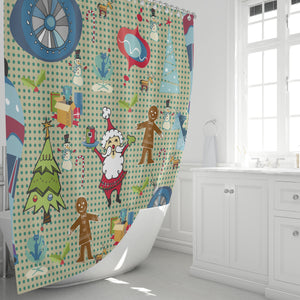 Mod and Merry Shower Curtain, Retro Mid Century Modern Christmas Decor