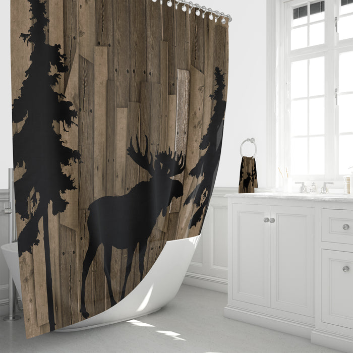 Rustic Woodland Moose Shower Curtain