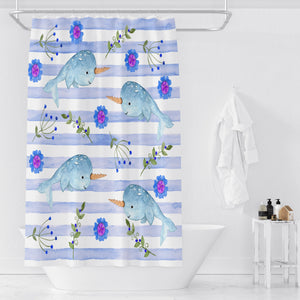 Narwhal Shower Curtain, Bathroom Decor
