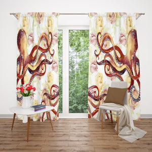 Octopus Floral Window Curtains