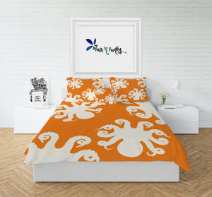 Fun Orange Octopus Bedding