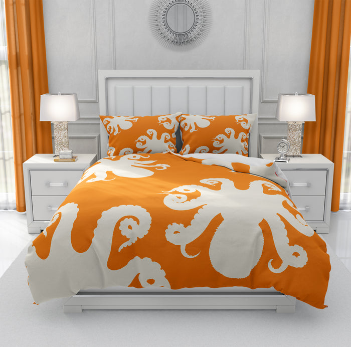 Orange Octopus Bedding
