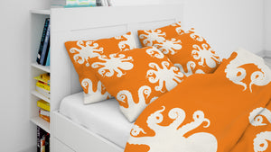Fun Orange Octopus Bedding