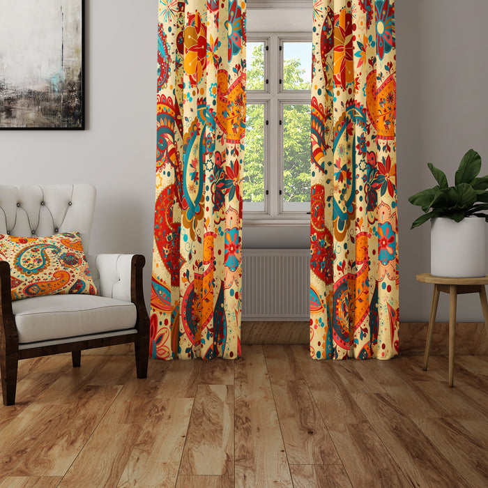 Hippie Paisley Bold Sheer and Blackout Window Curtains