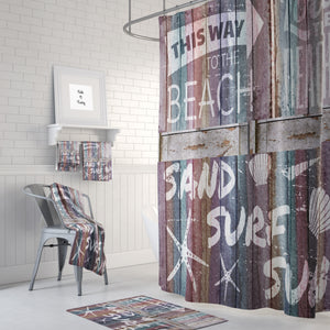 The Beach Pastel Rustic Wood Shower Curtain, Bath Mat, Bath and Hand Towels