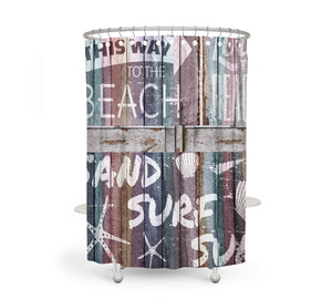 The Beach Pastel Rustic Wood Shower Curtain