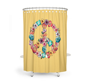 Floral Peace Sign Shower Curtain