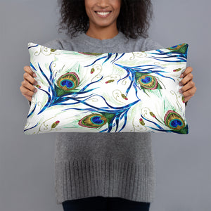 Peacock Feathers Throw Pillow