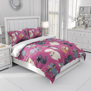 Pink Cats and Roses Bedding