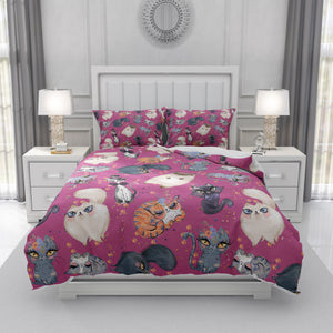 Pink Cats and Roses Bedding