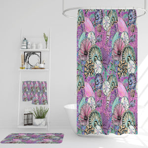 Pink Sealife Nautical Shower Curtain Optional Accessories