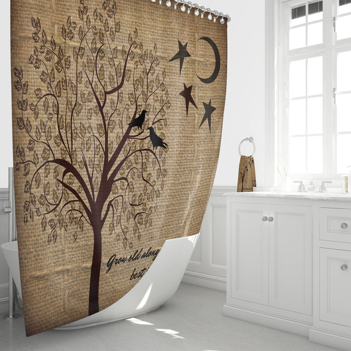 Primitive Shower Curtain,  Grow Old With Me