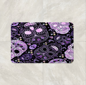 Purple Sugar Skull bath mat